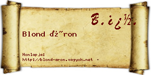 Blond Áron névjegykártya